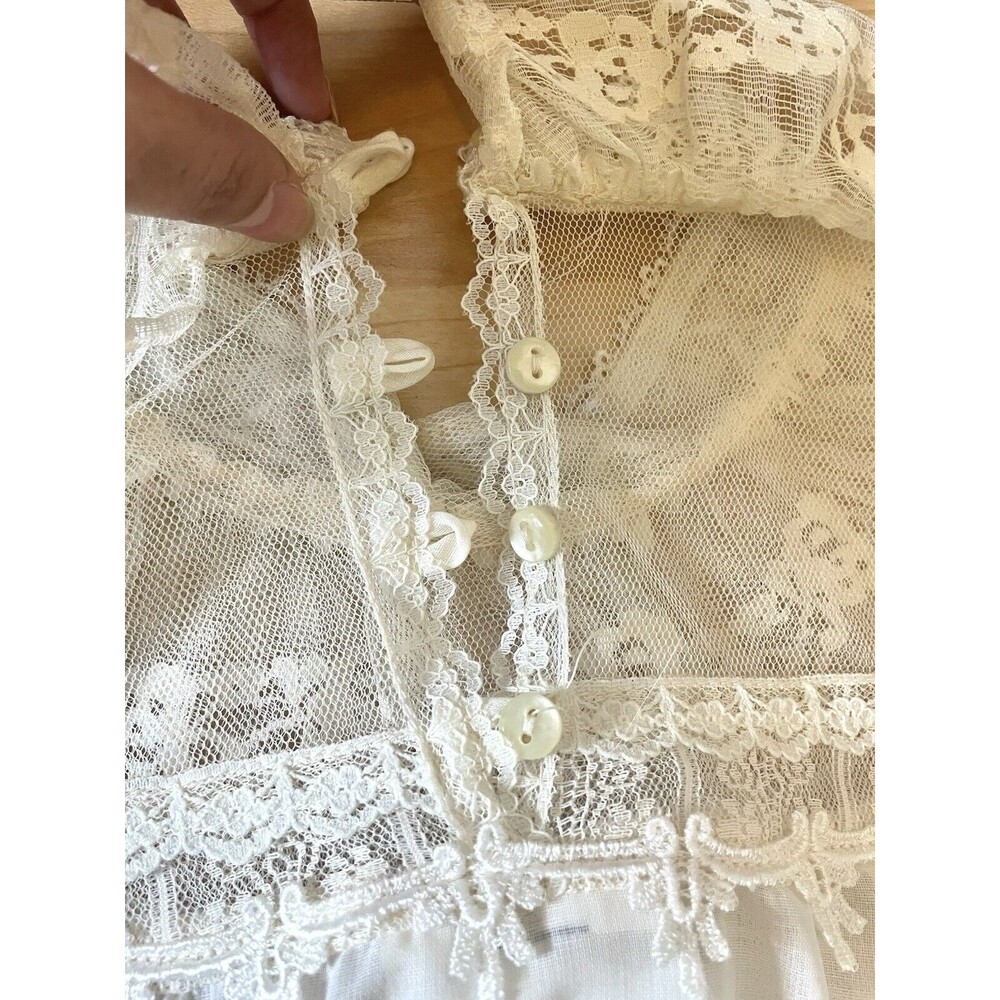 VTG Gunne Sax Blouse Top Victorian 70s Jessica’s Gunnies Ivory Cream Size 13 M/L - Picture 8 of 12
